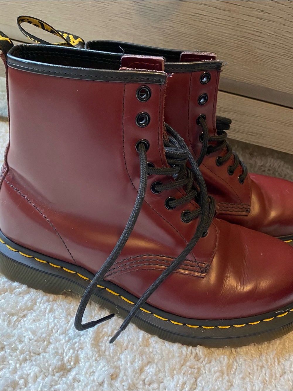 Dr. Martens 1460 Smooth Leather Lace-up Boots in Cherry Red